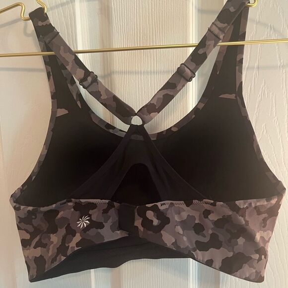 Athleta Gray and Black Sports Bra with Racerback Design - Picture 3 of 4